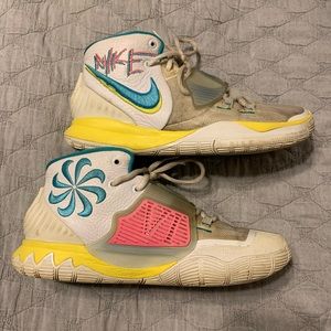 Nike Kyrie white/blue fury-opti yellow graffiti. Size 6.5